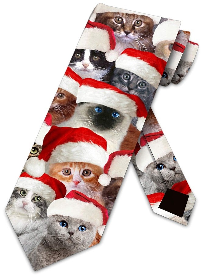 Three Rooker Cat Ties Mens Kitty Christmas Neckties Santa Cats - Image 1